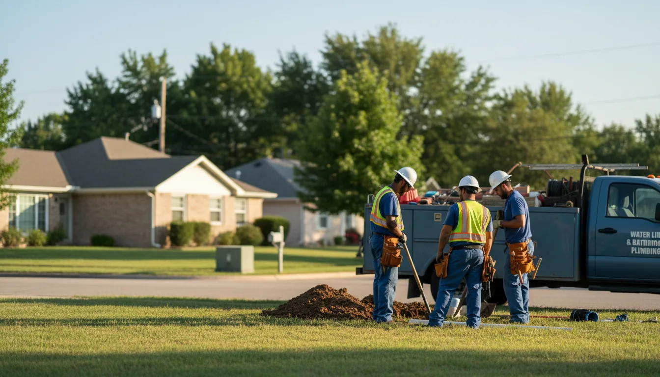 Residential water line and bathroom plumbing service in Maple, TX
